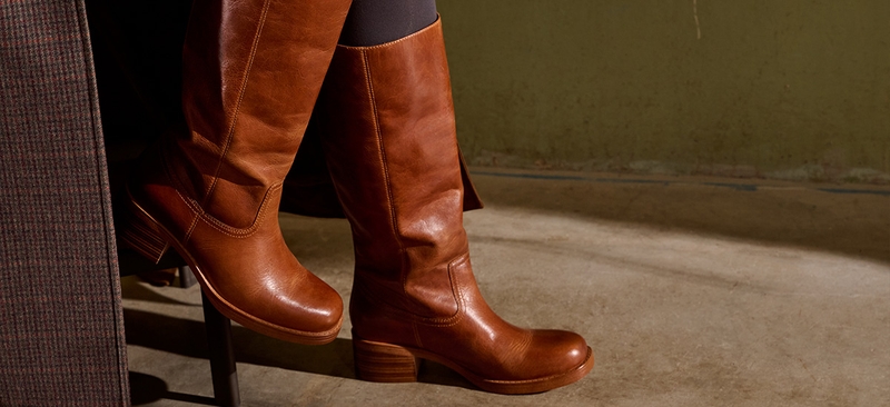 Cognac laarzen dames